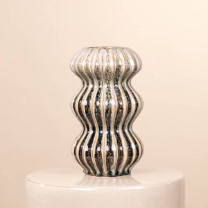 Keramikvase Reaktiv Gestreift Grün