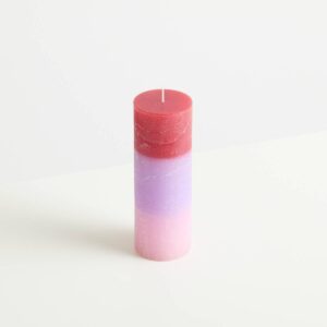 Kerze Dreifarbig Rot/Flieder/Rosa