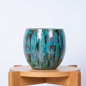 Keramik Übertopf Schwarz Mint - 18 cm