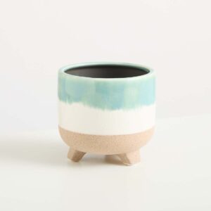 Keramik Übertopf Natur/Grün Reaktiv - 10,5 cm