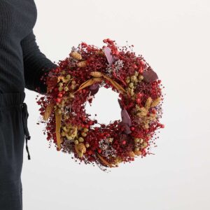 Trockenblumenkranz Apricot/Goldfarben