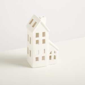 Deko Keramik Haus Weiß Dreieckiges Dach