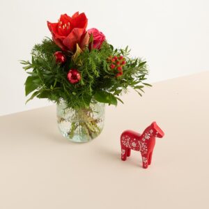 Weihnachtsgruß mit Dekopferd Rot