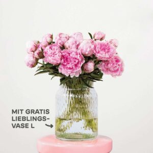 Rosa Pfingstrosen - 20 Stiele mit gratis Lieblings-Vase L