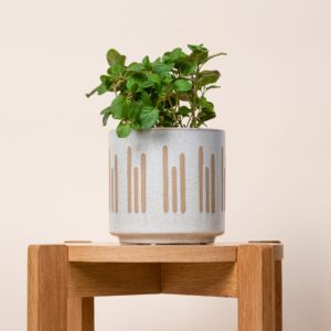 Übertopf Keramik Streifen Natur - 14 cm