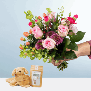 Glücksbote mit Geschenkset Hello Baby
