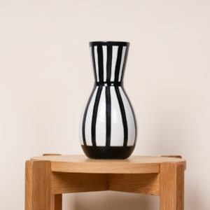 Steingut Vase Streifen Hoch Schwarz/Weiß