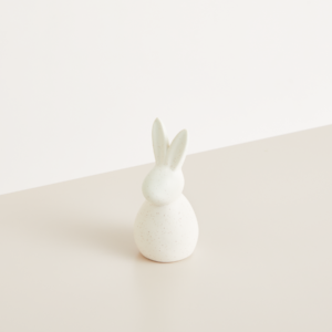 Deko Hase Keramik Gesprenkelt Weiß Klein