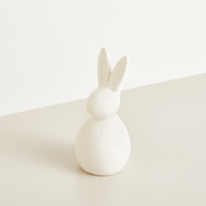 Deko Hase Keramik Gesprenkelt Weiß Groß