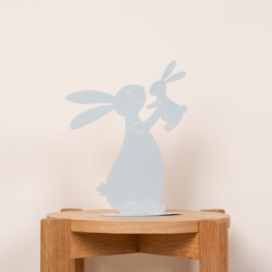 Metall Silhouette Hase Weiß Stehend