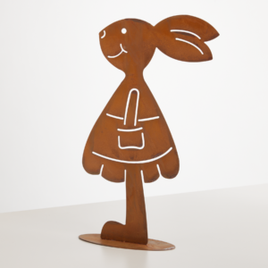Metall Silhouette Hase Mädchen Rost Matt