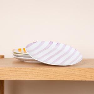 Keramik Frühstücksteller Gestreift Violett