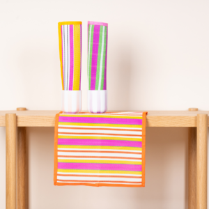 Recyceltes Tischset Gestreift Orange/Rot