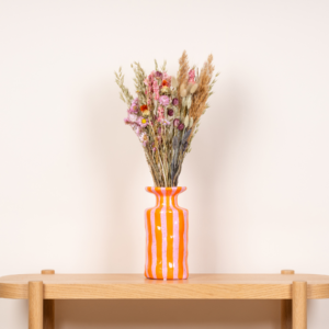 Keramikvase Gestreift Rosa/Orange