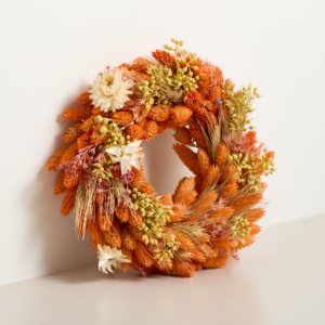 Trockenblumenkranz Orange Weiß