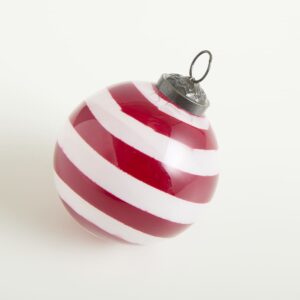 Weihnachtskugel Rot Streifen Waagerecht