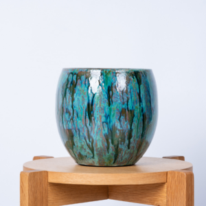 Keramik Übertopf Schwarz Mint - 17 cm