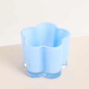 Glas Kerzenhalter Blume Blau
