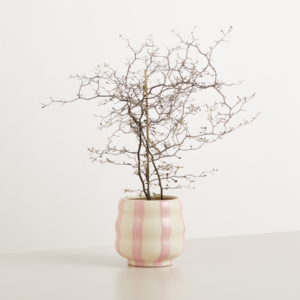 Keramik Übertopf Weiß/Rosa - 14 cm