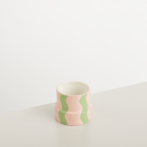 Keramik Übertopf Rosa/Grün - 17 cm
