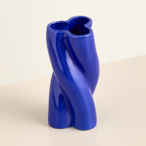 Keramik Vase Organisch Blau