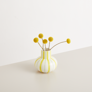 Keramik Vase Gelb Grün Gestreift