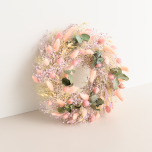 Trockenblumenkranz Rosa mit Eukalyptus