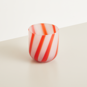 Glas Windlicht Rot Gestreift