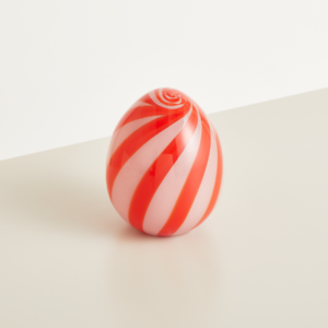 Deko Glas Ei Rot Gestreift