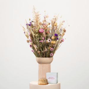 Wildblumen Trockenstrauß Größe XL mit Geburtstagsküchlein