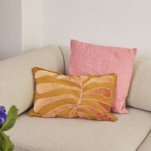 Kissen Blatt Rosa Braun
