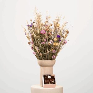 Wildblumen Trockenstrauß XL mit Sachertorte 200g