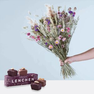 Wildblumen Trockenstrauß XL mit Lebkuchenpralinen