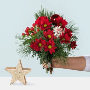 Wintergruß mit Deko-Aufsteller Stern Gold