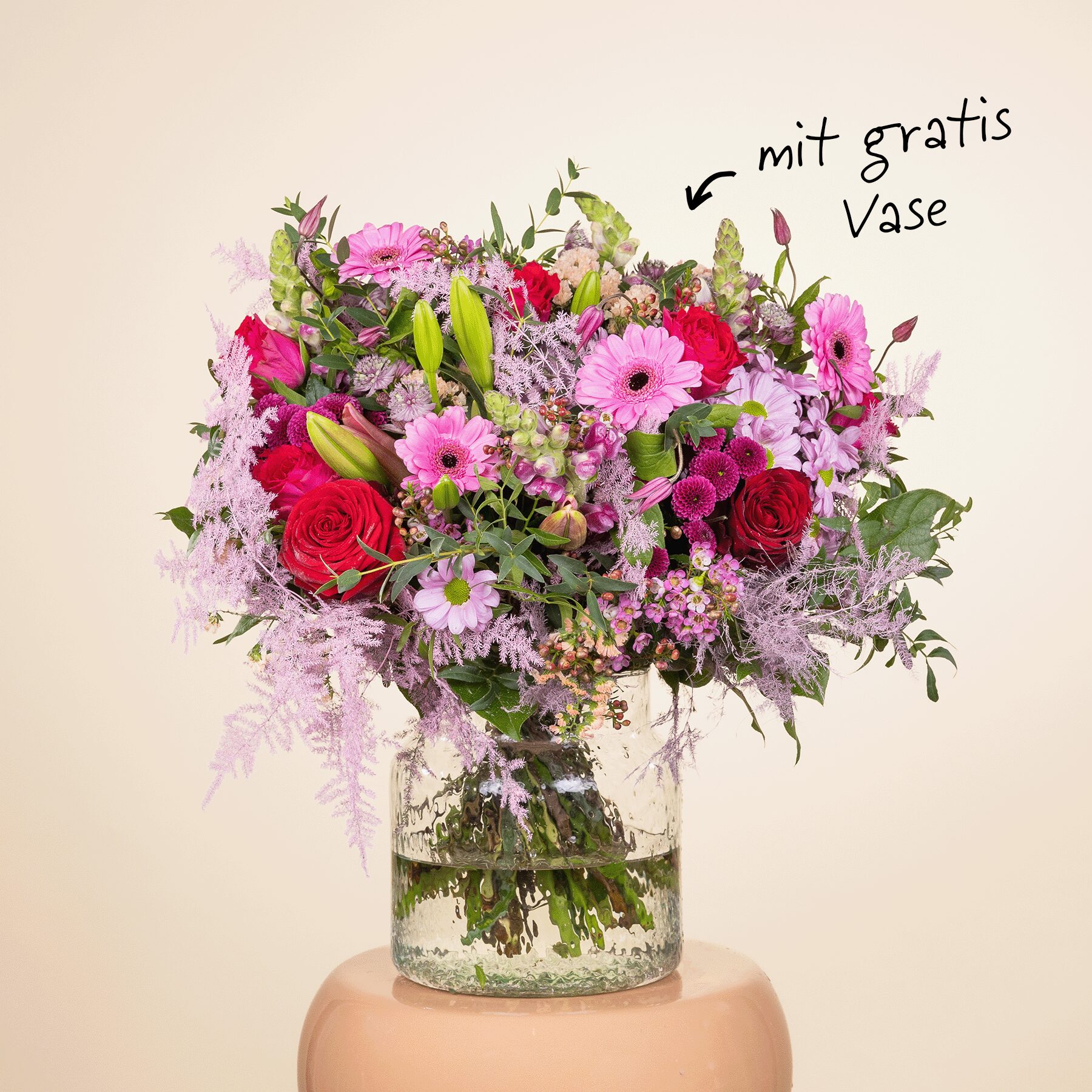 Blumige Umarmung mit gratis Lieblingsvase M
