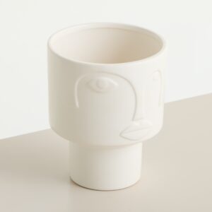 Keramik Übertopf Face Weiß - 12 cm