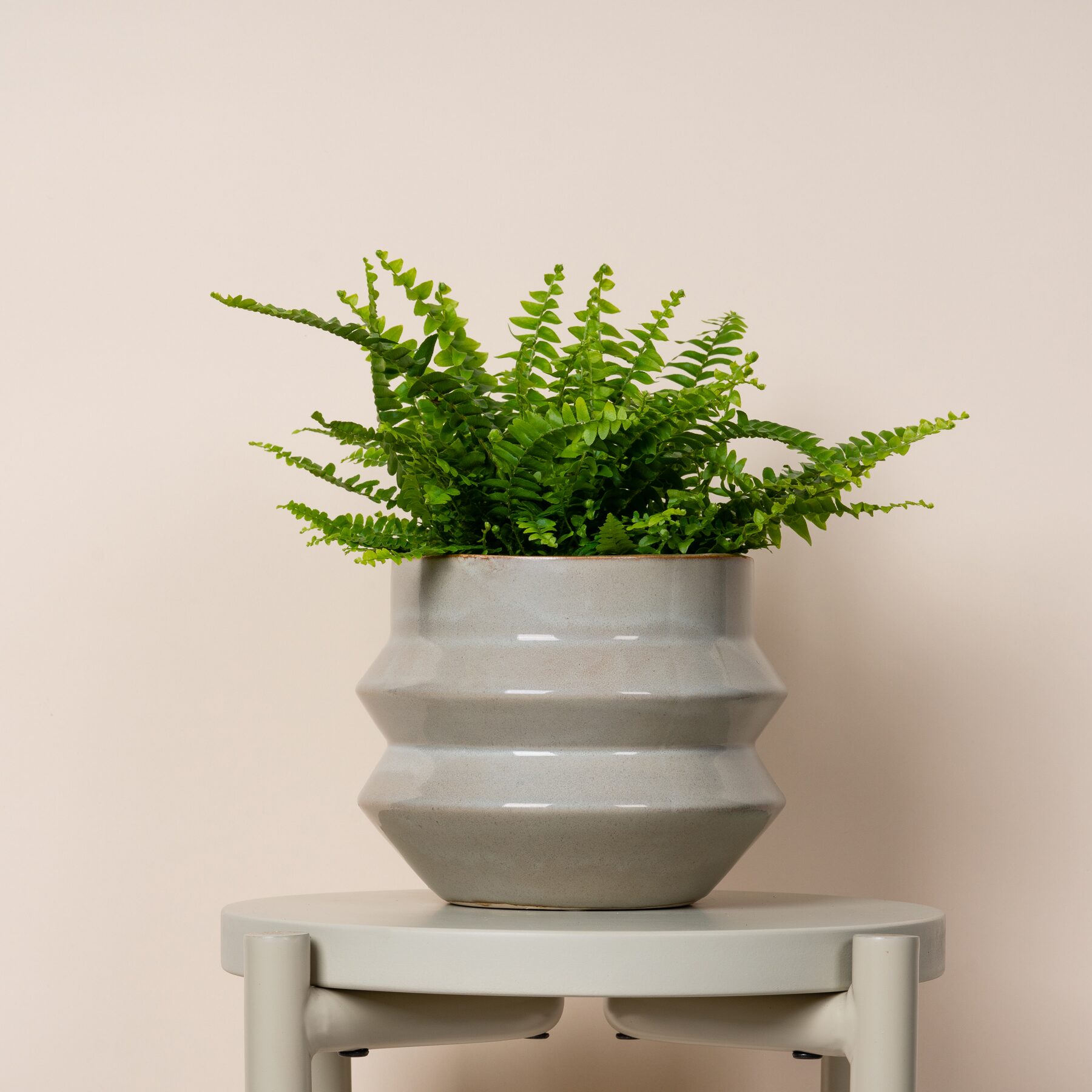 Keramik Übertopf Taupe/Weiß - 14 cm