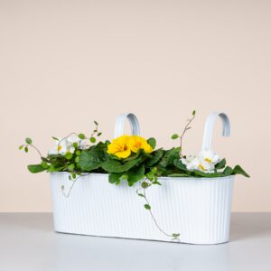 Metall Balkonkasten Rille Weiß - 42 cm