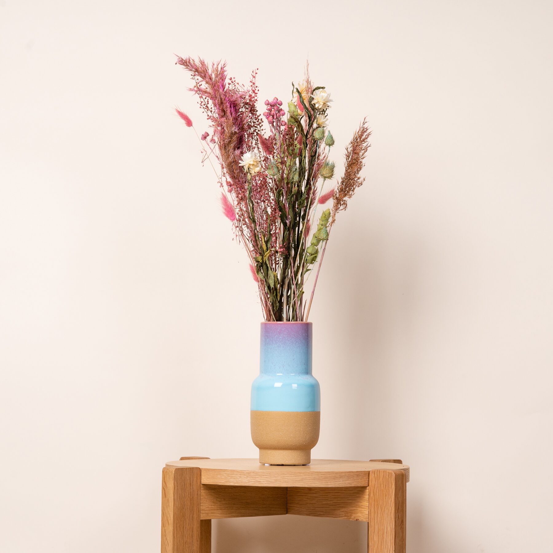 Keramikvase Reaktiv Flieder/Blau/Beige