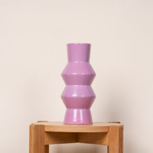 Steingut Vase Zickzack Rosa
