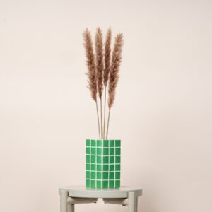 Keramikvase Fliesenoptik Grün