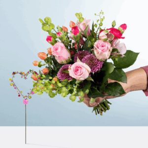 Glücksbote mit Perlen-Herz-Stecker