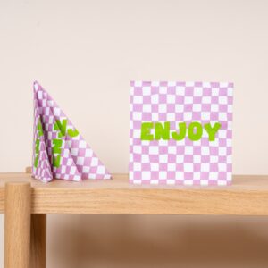 Papierservietten Karo Schriftzug "Enjoy"  - 20 tlg.