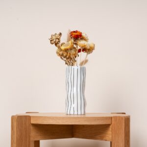 Keramik Vase Streifen Schwarz/Weiß