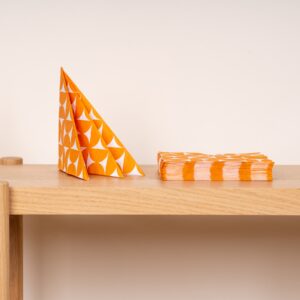 Papierservietten Musterdesign Orange/Weiß  - 20 tlg.