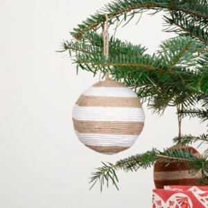 Weihnachtskugel Gestreift Natur Groß