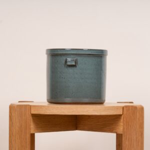 Keramik Übertopf Griff Graublau - 15 cm