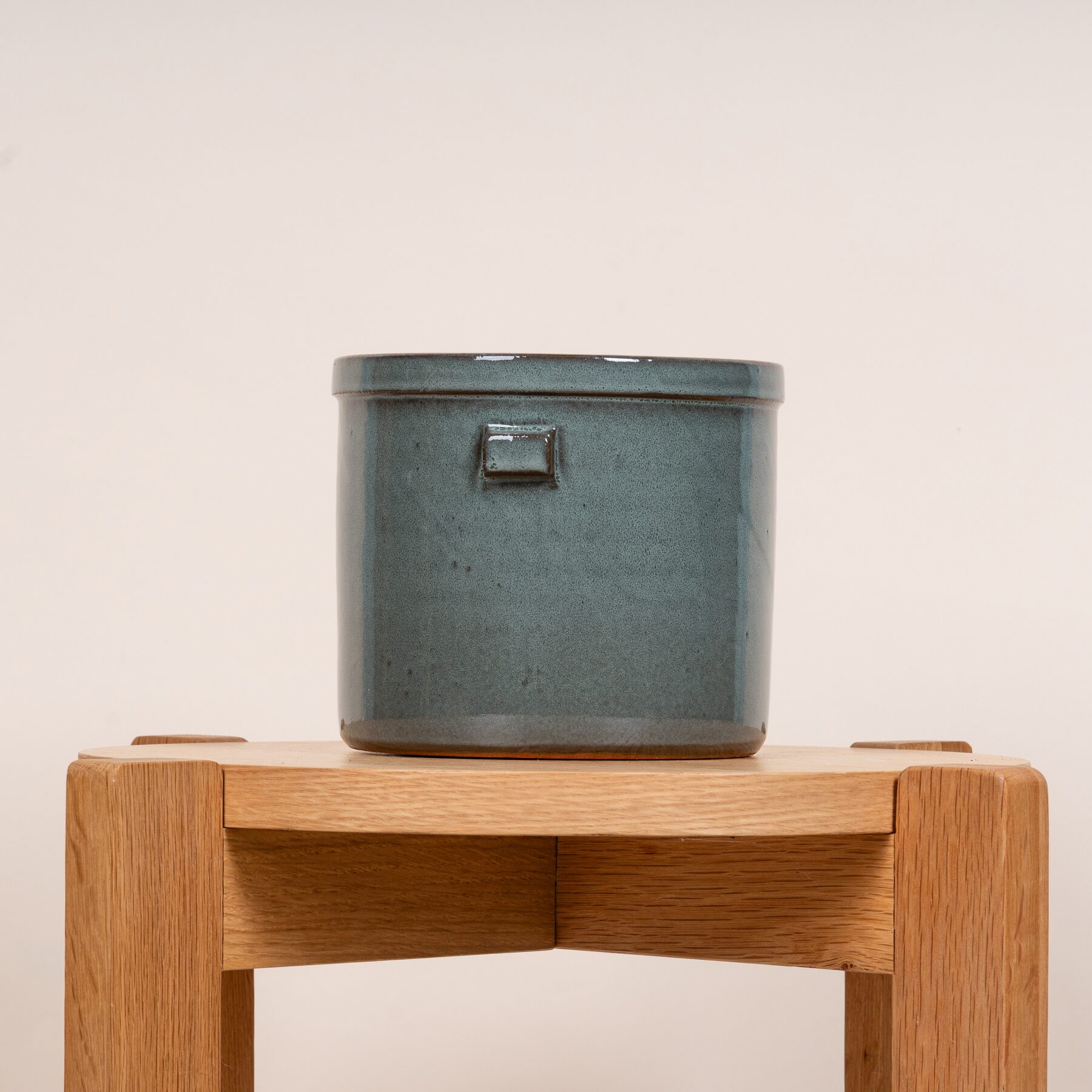 Keramik Übertopf Griff Graublau - 15 cm
