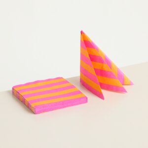 Papierservietten Streifendesign Orange/Rosa
