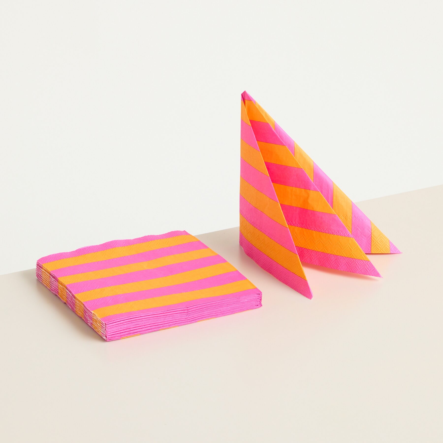 Papierservietten Streifendesign Orange/Rosa